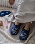 Ladies Slipper Navy Good Night