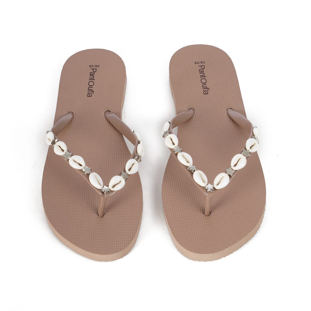 Summer Slippers Beig Shells