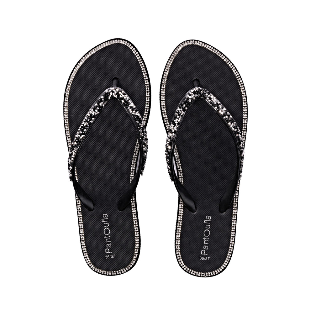 Summer Slippers Sparkly Black